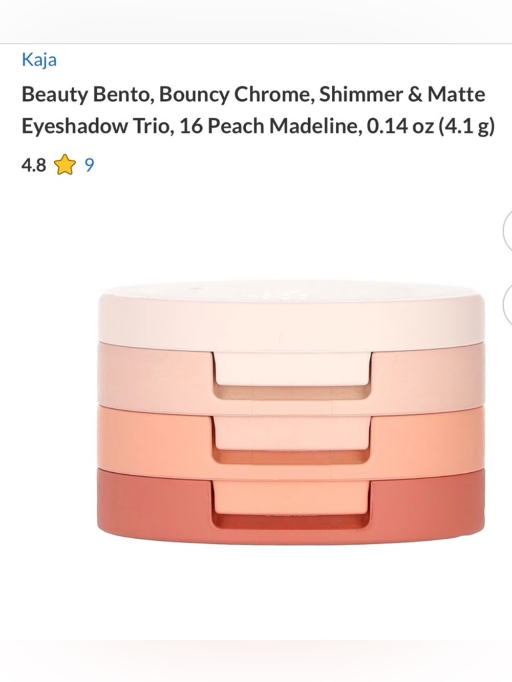 NWT Korean Beauty Kaja Beauty Bento Stackable Eyeshadow Trio - Peach Tones